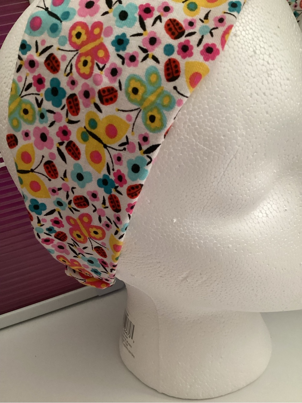 Hand Crafted Butterfly Floral Stretch Headband - Pink, Yellow, Teal, Black